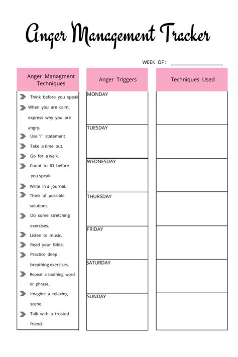 Printable Anger Management Journal Anger Management Planner A4 A5 Us Letter Etsy