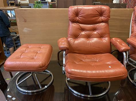 Chrome And Leather Swival Chair Southgate Auction Rooms
