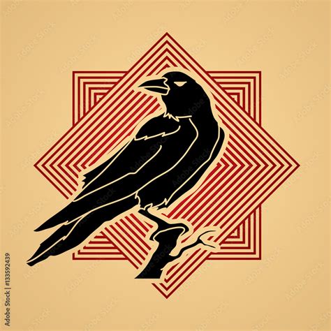 Crow designed on line square background graphic vector. Stock Vector | Adobe Stock