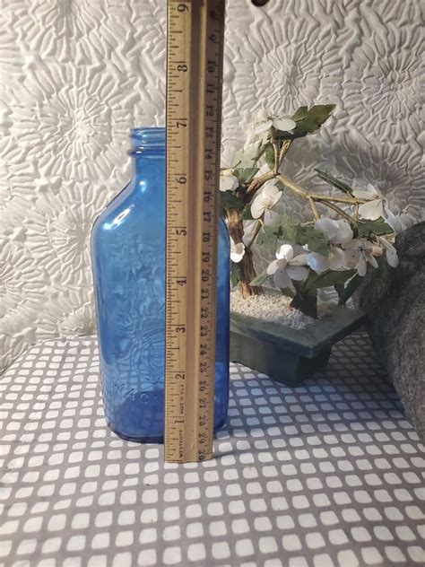 Vintage Milk Of Magnesia Blue Glass Bottle Cobalt Blue Embossed Genuine