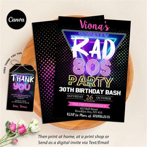 80 S Birthday Party Invitation 80 S Party Invitation 1980 S Birthday Invitation 80 S Theme