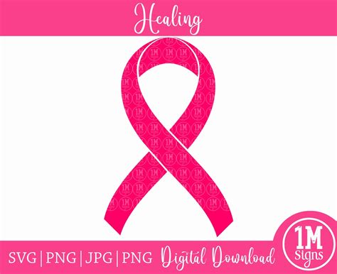 Cancer Ribbon Svg Png Pink Breast Cancer Ribbon Svg Healing Etsy