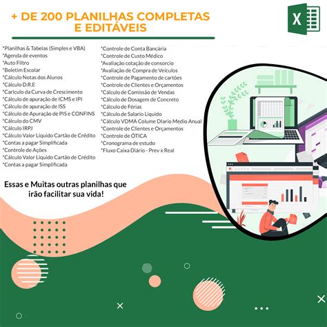 De 200 Planilhas Essenciais 100 Prontas E EditÁveis Brinde 5 Vídeo Aulas Montando