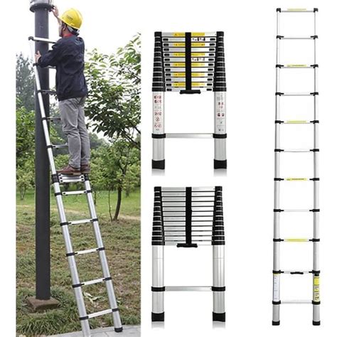 Échelle Télescopique Extensible De 3 8 M En Acier Inoxydable Robuste