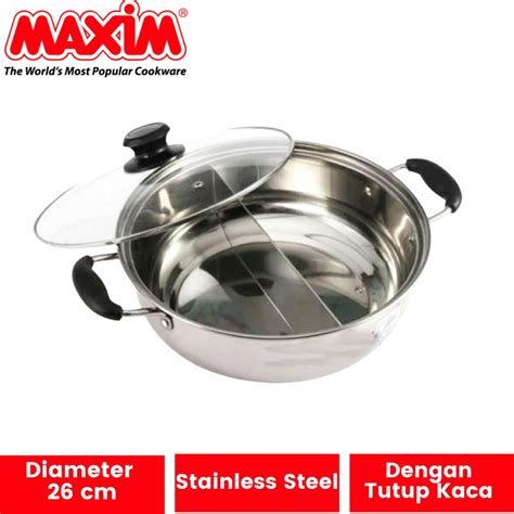 Jual Panci Suki Maxim Diameter 26 Cm Pan 2 Sekat Steamboat Sukiyaki