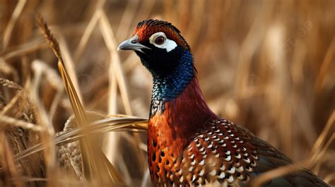 Brown Pheasant Sitting In Tall Grass Background Pheasant Bird Picture