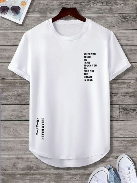 Men Slogan Graphic High Low Tee Tee Shirt Fashion New T Shirt Design