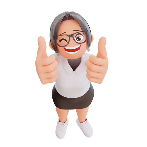 Young Businesswoman Showing Thumb Up Sign 3d Cartoon Illustration 11794093 Png