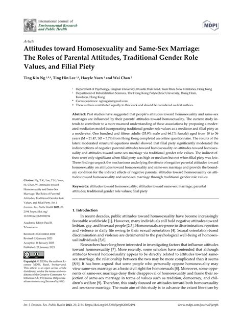 Pdf Attitudes Toward Homosexuality And Same Sex Marriage The Roles