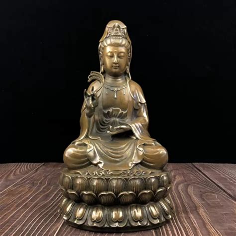 CHINA BUDDHISM BRASS Copper Goddess Kwan Yin Guanyin Bodhisattva Buddha