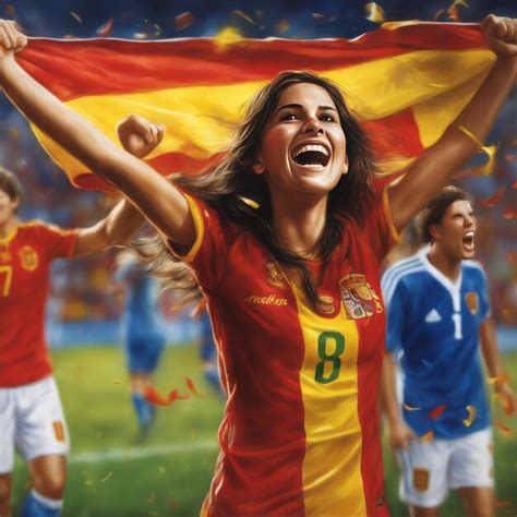 Premium AI Image | Spanish Women's Football Team Celebrates Victory