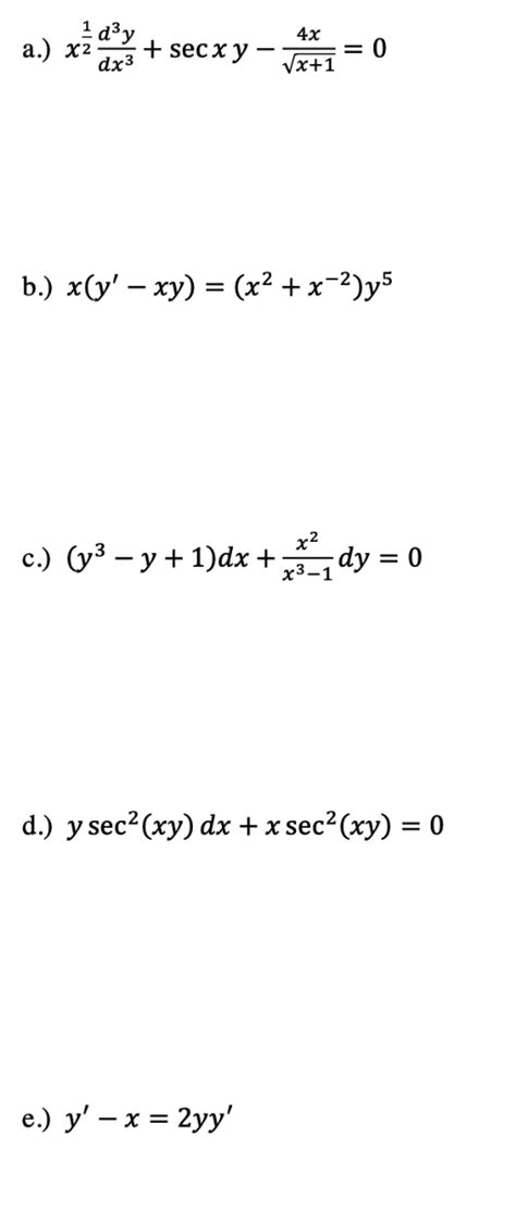 Answered 1d³y Dx3 A X² Secxy C Y³ − Y … Bartleby