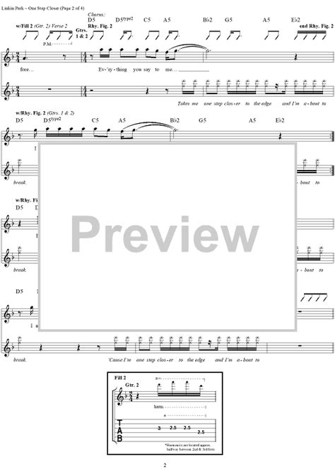 One Step Closer Sheet Music By Linkin Park For Guitar Tabvocal