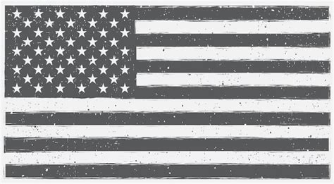 Schwarz weiß usa flagge im grunge stil Premium Vektor