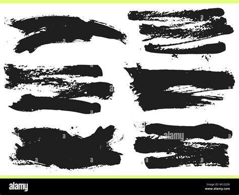 Set Of Black Ink Hand Drawn Brushes Collection Isolated On White