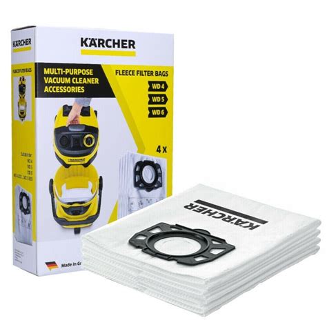 Bags Karcher KFI 357 WD2 WD3 Fleece Filter Bags Pack 4 2 863 314 0