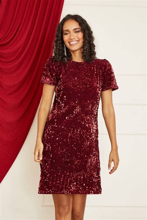 Mela Burgundy Sequin Tunic Dress