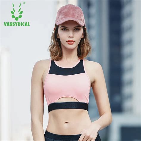 Vansydical Sports Bra Women S Mesh Yoga Bras Running Shockproof Fitness