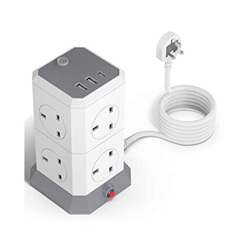 Tower Extension Lead Way Outlets Surge Protected Extension Tower