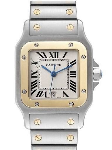 Cartier Santos Galbee 29mm Ref 1566 Two Tone 18k Yellow Gold Men