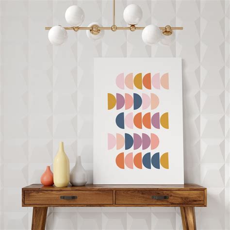 Modern Half Circles Geometric Wall Art Mid Century Modern Etsy