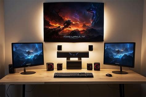 Ultimate Gaming Corner with Sleek WallMounted PC Setup | Premium AI-generated image