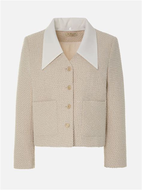 Straight Cut Tweed Jacket With Contrasting Collar Lichi Online Fashion Store