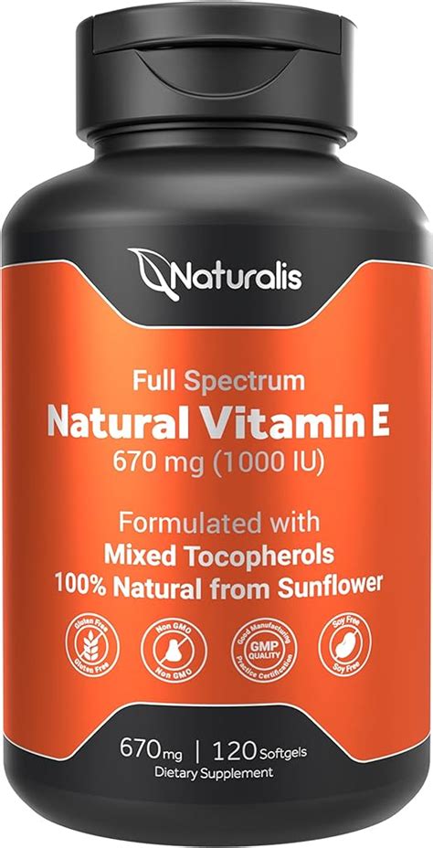 Naturalis Sunflower Vitamin E Mg Iu With Mixed Tocopherols