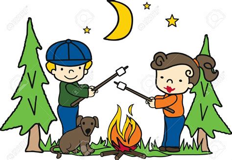 Campfire Roasting Marshmallows Clip Art