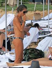 Rebecca Gayheart Sexy In A Bikini While Chatting With Friends On The