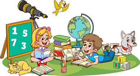 Children learn from books. Boy and girl reading fairy tales together ...