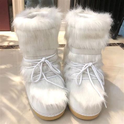 Yeti Boots All White Fluffy Moon Boots Winter Ski Y2K Moon Etsy