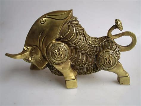 Long 11 Inch28cm Home Decor Feng Shui Big Chinese Brass Money Ox