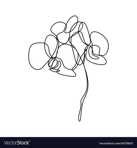 Hand Drawn Orchid Flower One Line Drawing Vector Image