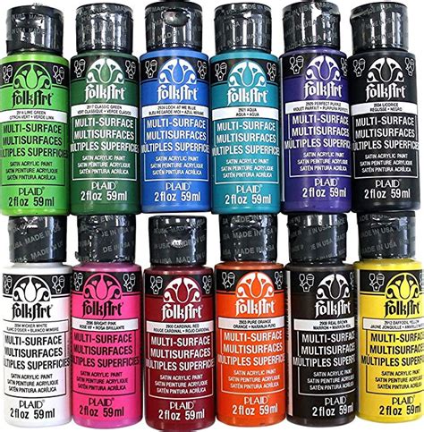 Folkart Promo830 Multi Satin Finish Acrylic Craft Paint Set Designed For Beginners And Artists