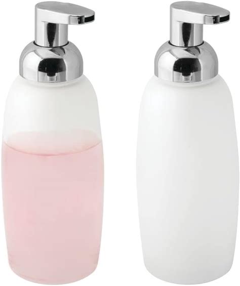 Mdesign Modern Glass Refillable Foaming Soap Dispenser Pump Bottle For Bathroom Vanity