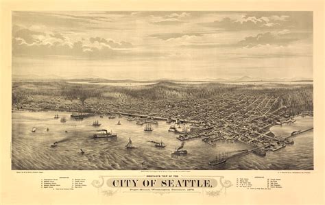 Seattle Washington 1878 Puget Sound Kroll Antique Maps