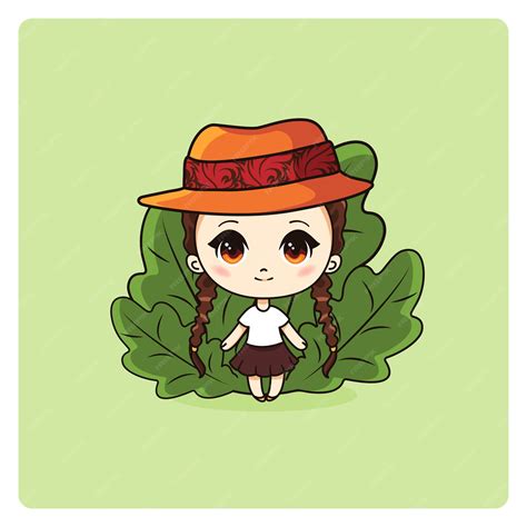 premium vector cute  kawaii girl  hat happily manga chibi girl