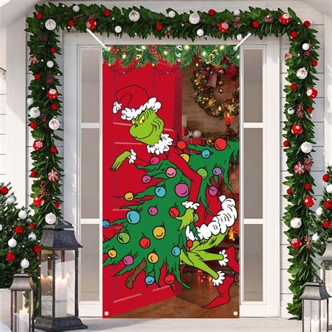 Grinch Christmas Door Cover Grinch Decorations Christmas Etsy