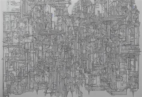 An Artwork Made From Layers Of Technical Drawings And Stable