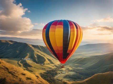 Premium Photo Beautiful Colorful Hot Air Balloon Flying Over Mountain