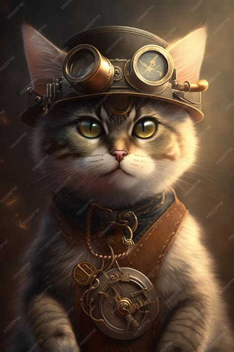 Premium Ai Image There Is A Cat Wearing A Steam Punk Hat And A Steam