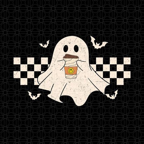 Cute Ghost Drinking Coffee Png Coffee Lover Png Halloween Etsy Canada