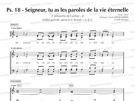 Chantons En Eglise Psaume Seigneur Tu As Les Paroles De La Vie