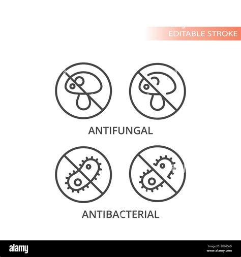 Icono de vector lineal antibacteriano y antifúngico No hay hongos ni