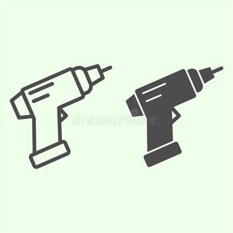 Cordless Drill Line And Glyph Icon Old Drill Vector Illustration