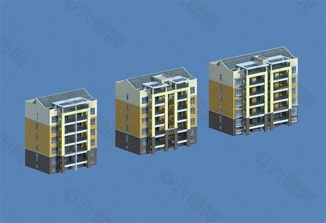 斜顶五层底层住宅建筑3d模型装饰装修素材免费下载图片编号4587878 六图网