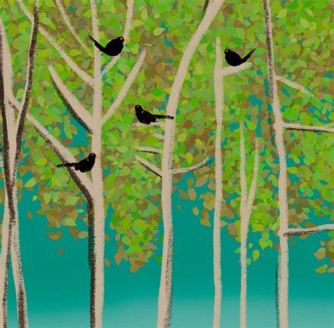 The Blackbirds Cute Lovebird Tree Artwork Digital Art Gicl E By