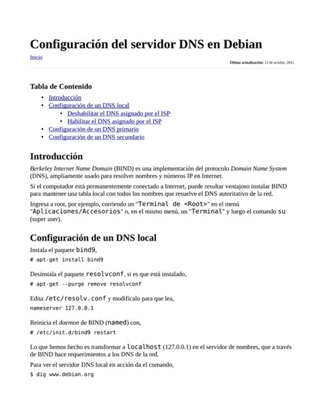 Configuraci N Del Servidor Dns En Debian