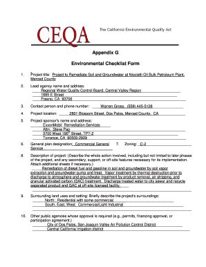 Fillable Online Waterboards Ca Appendix G Environmental Checklist Form